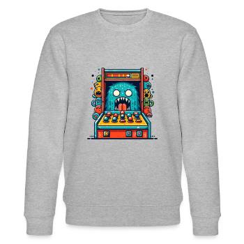 ARCADE SLOT MACHINE CASINO JOYSTICK MONSTER CRAZY - Stanley/Stella CHANGER Unisex Organic Sweatshirt - heather grey - Front - Nik (191cm) & Marisol (170cm)