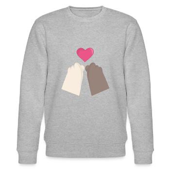 Lean & Loo Finger Herzen - Stanley/Stella Unisex Bio-Sweatshirt CHANGER  - Grau meliert - Vorne - Nik (191cm) & Marisol (170cm)