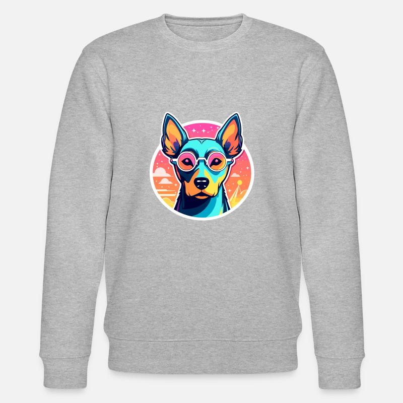 Dobermann Hund Zeichnung - Stanley/Stella Unisex Bio-Sweatshirt CHANGER  - Grau meliert