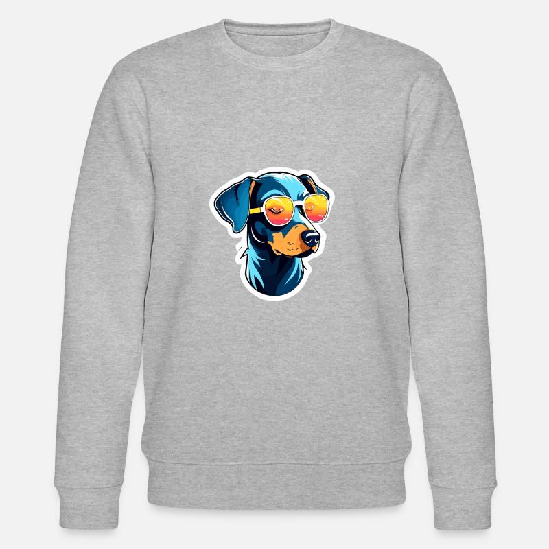 Dobermann Hund Zeichnnung - Stanley/Stella Unisex Bio-Sweatshirt CHANGER  - Grau meliert