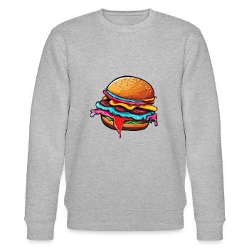 Burgers / Restauration rapide / Nourriture / Petits pains / Boeuf - Sweat bio CHANGER Stanley/Stella Unisexe - gris chiné - Devant - Nik (191cm) & Marisol (170cm)