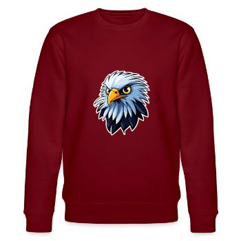 Dessin d’oiseau aigle - Sweat bio CHANGER Stanley/Stella Unisexe - bordeaux - Devant - Nik (191cm) & Marisol (170cm)