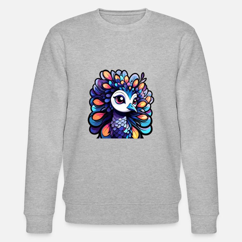 Pfau Vogel Zeichnung - Stanley/Stella Unisex Bio-Sweatshirt CHANGER  - Grau meliert