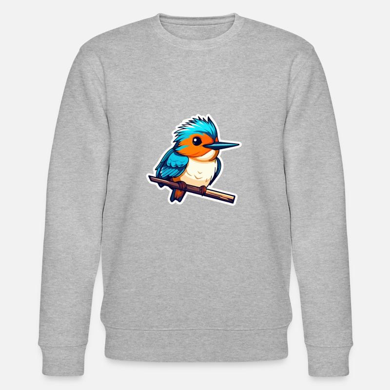 Eisvogel Vogel Zeichnung - Stanley/Stella Unisex Bio-Sweatshirt CHANGER  - Grau meliert