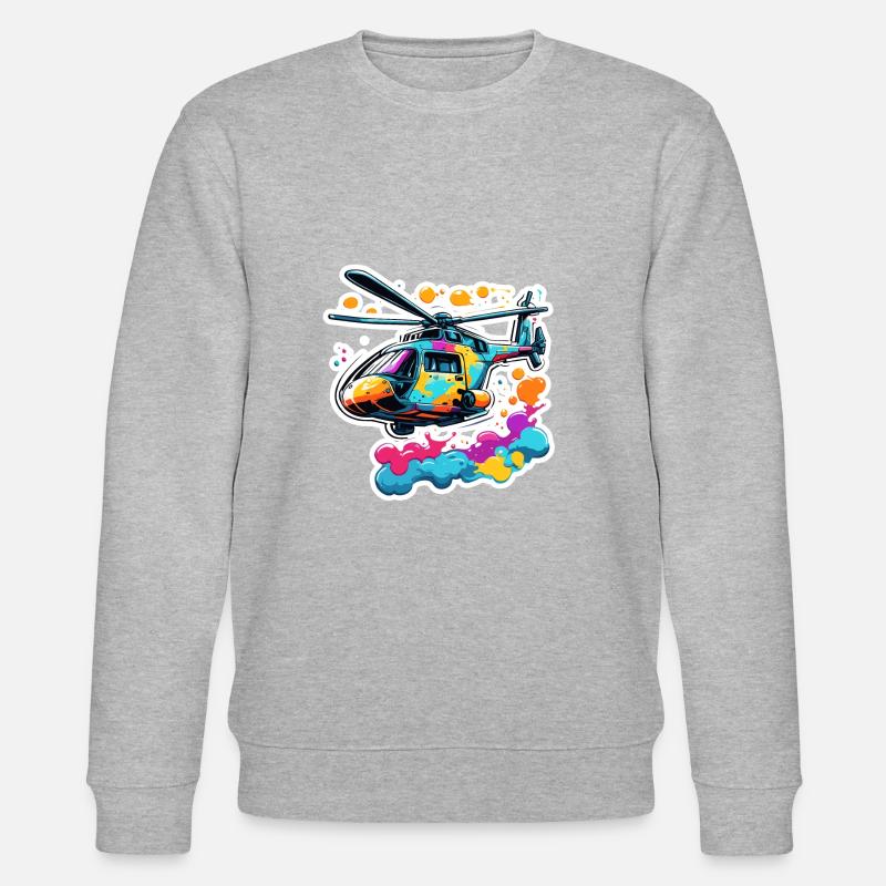 Helikopter / Hubschrauber / fliegen / Luftfahrt - Stanley/Stella Unisex Bio-Sweatshirt CHANGER  - Grau meliert