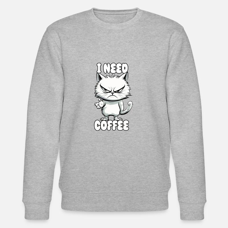 Katze - i need coffee - Stanley/Stella Unisex Bio-Sweatshirt CHANGER  - Grau meliert