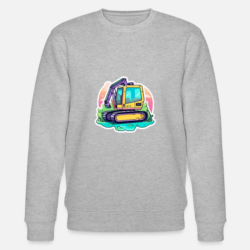 Excavator Construction Site Drawing - Stanley/Stella CHANGER Unisex Organic Sweatshirt - heather grey
