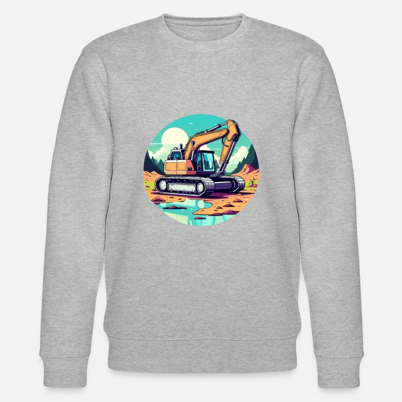 Bagger Baustelle Zeichnung - Stanley/Stella Unisex Bio-Sweatshirt CHANGER  - Grau meliert