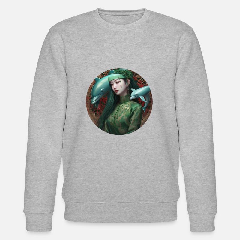 Anime,Dolphins,Asian,Circle,Gothic,Comic - Stanley/Stella CHANGER Unisex Organic Sweatshirt - heather grey