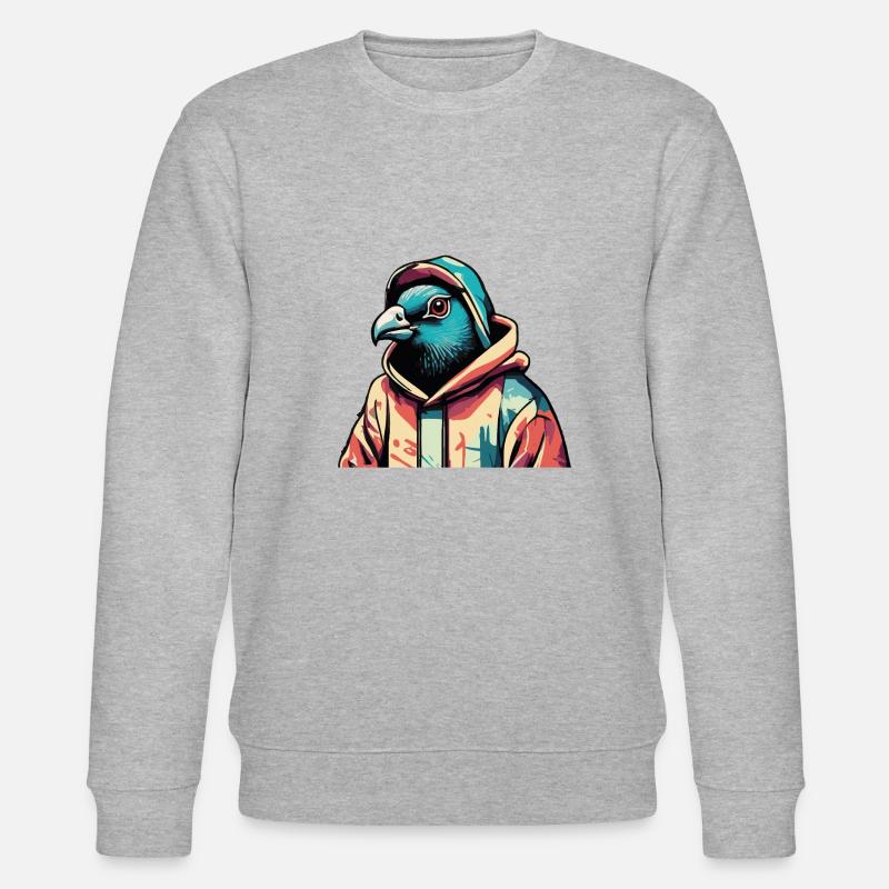 Coole Straßen Taube Vogel - Stanley/Stella Unisex Bio-Sweatshirt CHANGER  - Grau meliert