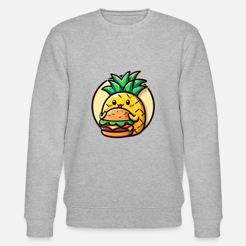 Ananas frisst einen Burger - Stanley/Stella Unisex Bio-Sweatshirt CHANGER  - Grau meliert