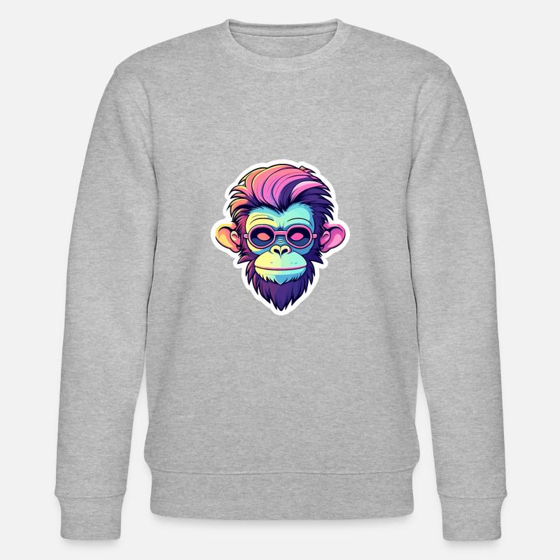 Illustration de singe - Sweat bio CHANGER Stanley/Stella Unisexe - gris chiné
