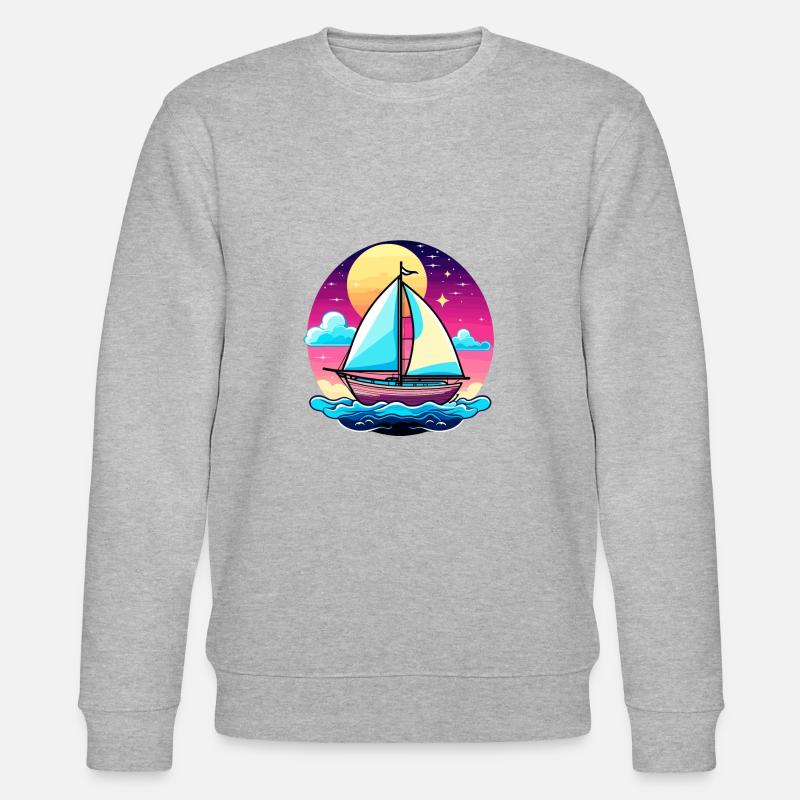 Segelboot Illustration - Stanley/Stella Unisex Bio-Sweatshirt CHANGER  - Grau meliert