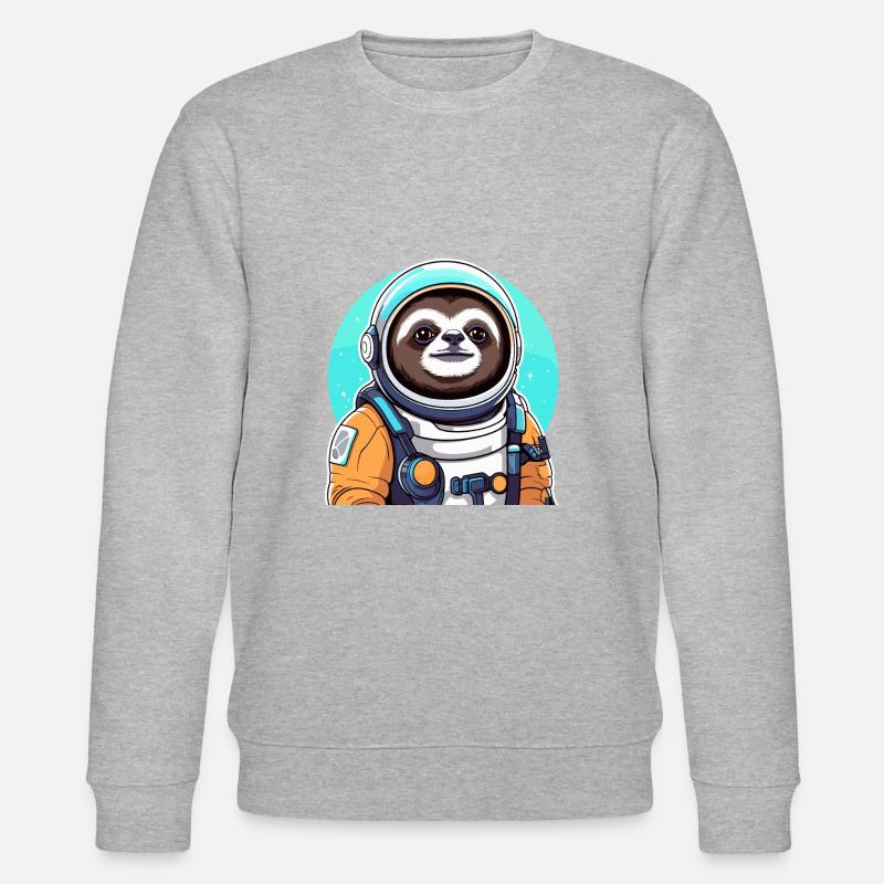 Faultier Astronaut Illustration - Stanley/Stella Unisex Bio-Sweatshirt CHANGER  - Grau meliert