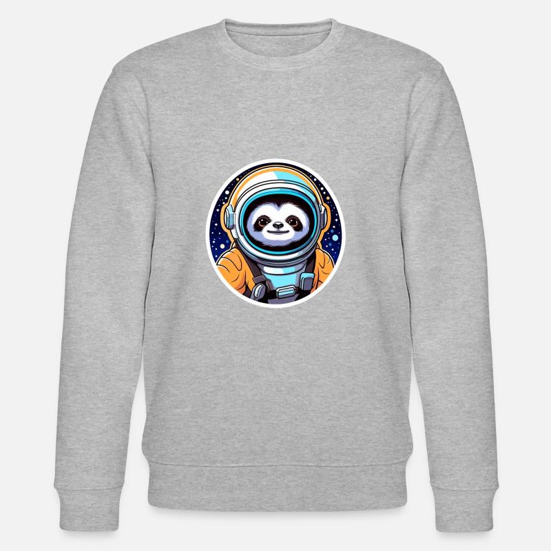 Faultier Astronaut Illustration - Stanley/Stella Unisex Bio-Sweatshirt CHANGER  - Grau meliert