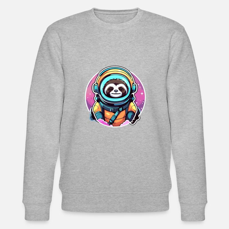 Faultier Astronaut Illustration - Stanley/Stella Unisex Bio-Sweatshirt CHANGER  - Grau meliert