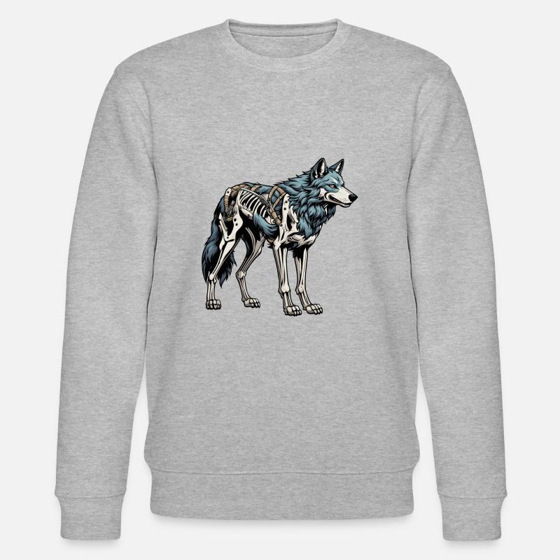 Wolf Skelett Illustration - Stanley/Stella Unisex Bio-Sweatshirt CHANGER  - Grau meliert