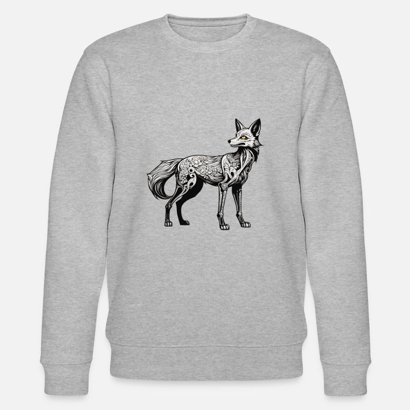 Fuchs Skelett Illustration - Stanley/Stella Unisex Bio-Sweatshirt CHANGER  - Grau meliert