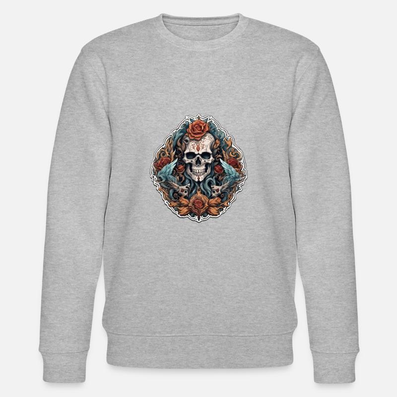 Crâne / crâne / squelette / gothique / tatouage - Sweat bio CHANGER Stanley/Stella Unisexe - gris chiné