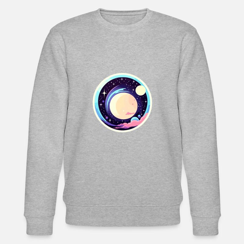 Mond Landschaft Illustration - Stanley/Stella Unisex Bio-Sweatshirt CHANGER - Grau meliert