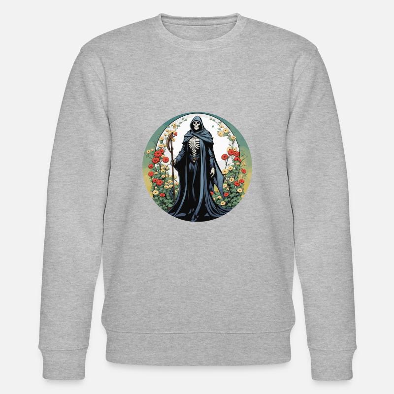 Sensenmann Blumen Illustration - Stanley/Stella Unisex Bio-Sweatshirt CHANGER  - Grau meliert