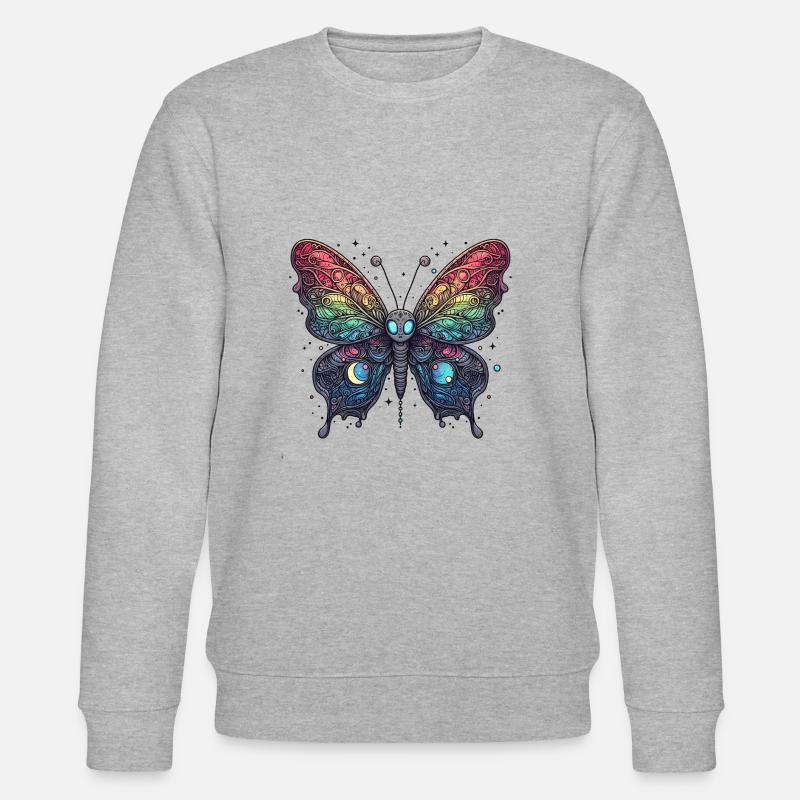 Papillon effrayant avec crâne - Sweat bio CHANGER Stanley/Stella Unisexe - gris chiné