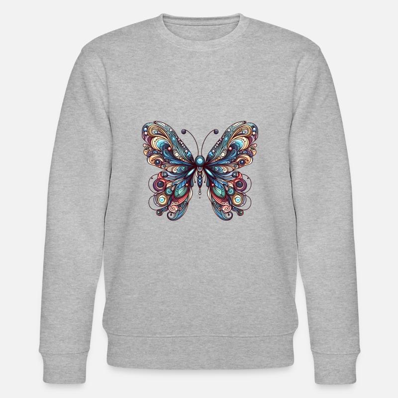 Papillon effrayant avec crâne - Sweat bio CHANGER Stanley/Stella Unisexe - gris chiné
