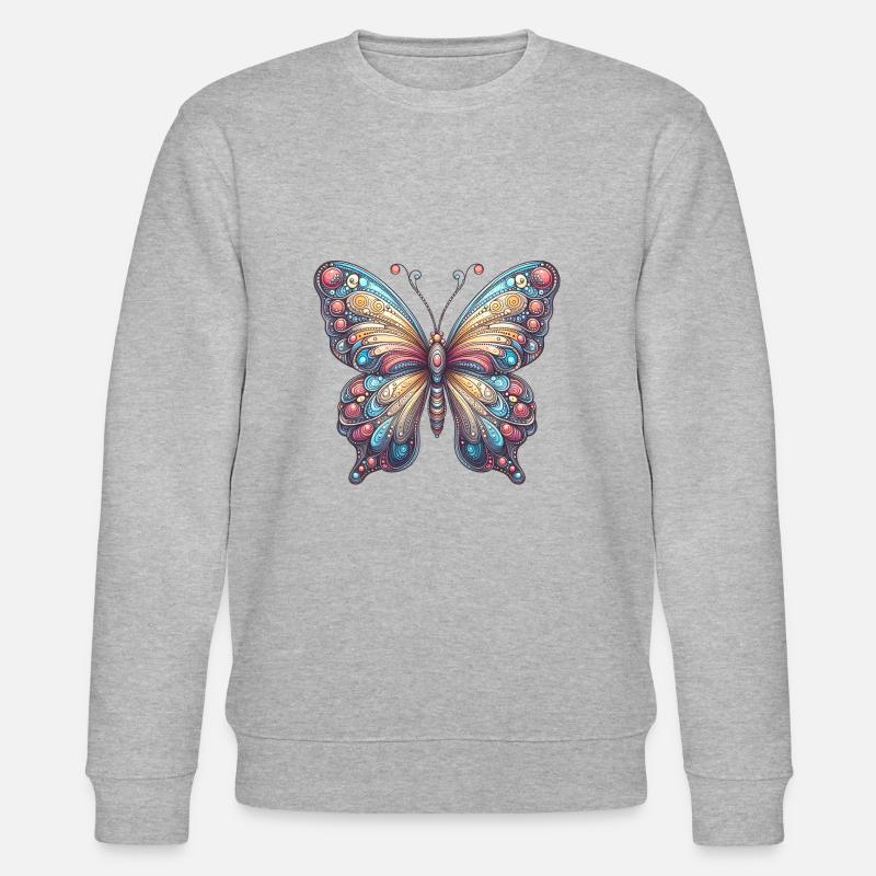 Papillon effrayant avec crâne - Sweat bio CHANGER Stanley/Stella Unisexe - gris chiné