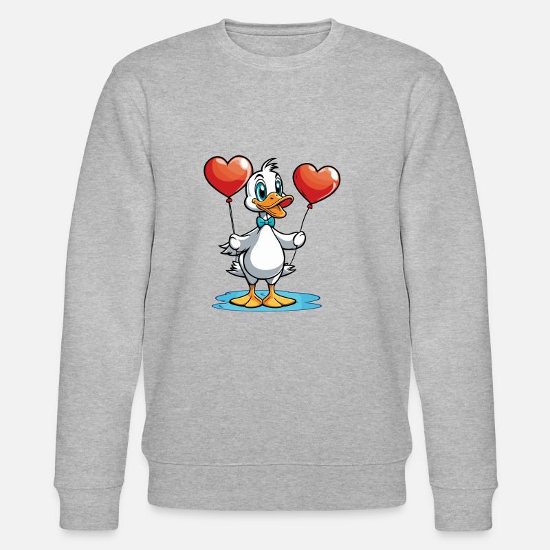 Coeur de canard - Saint-Valentin - Sweat bio CHANGER Stanley/Stella Unisexe - gris chiné