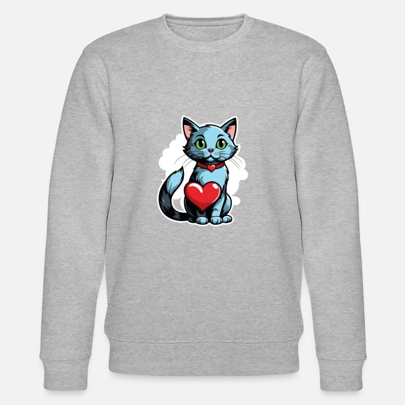 Coeur de chat - Saint-Valentin - Sweat bio CHANGER Stanley/Stella Unisexe - gris chiné