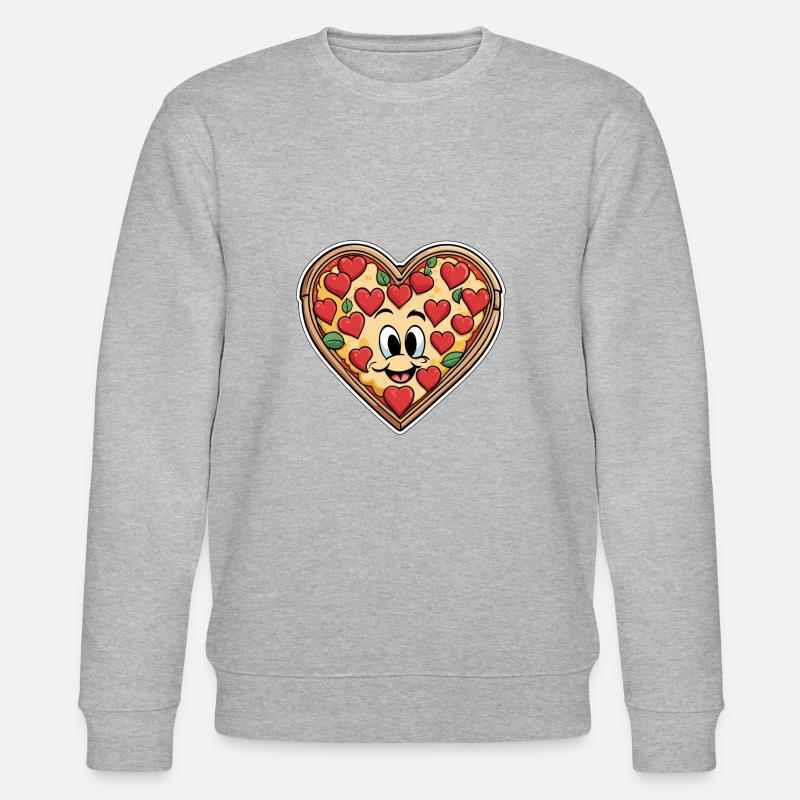 Coeur de pizza - Saint-Valentin - Sweat bio CHANGER Stanley/Stella Unisexe - gris chiné