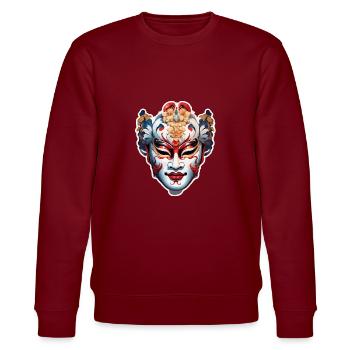 Kabuki Maske / Japanische Kunst / Theater / Antik - Stanley/Stella Unisex Bio-Sweatshirt CHANGER  - Burgunderrot - Vorne - Nik (191cm) & Marisol (170cm)