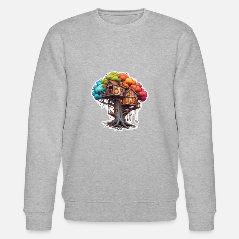 Baumhaus / Baumkrone / Baumhütte / Abenteuer - Stanley/Stella Unisex Bio-Sweatshirt CHANGER  - Grau meliert