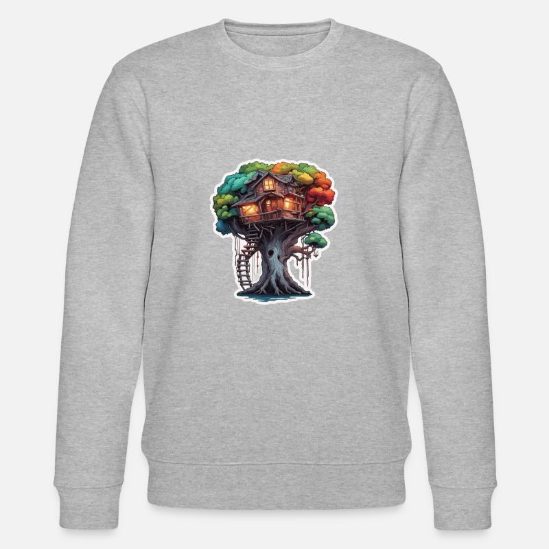 Baumhaus / Baumkrone / Baumhütte / Abenteuer - Stanley/Stella Unisex Bio-Sweatshirt CHANGER  - Grau meliert
