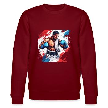 Boxer / Sport / Kampf / Arena / Boxring / Fäuste - Stanley/Stella Unisex Bio-Sweatshirt CHANGER  - Burgunderrot - Vorne - Nik (191cm) & Marisol (170cm)