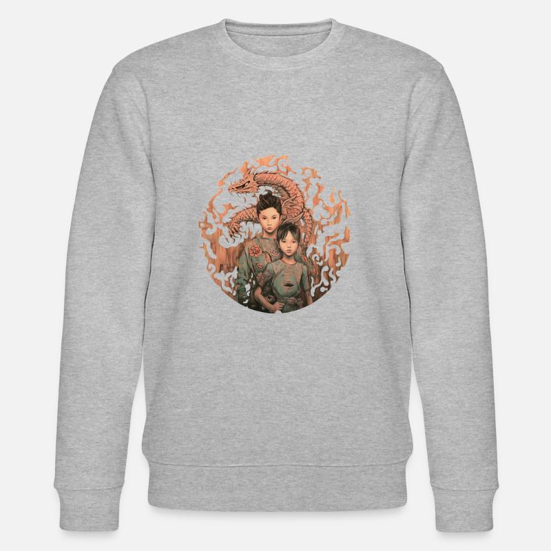 Der Feuerdrache - Stanley/Stella Unisex Bio-Sweatshirt CHANGER  - Grau meliert