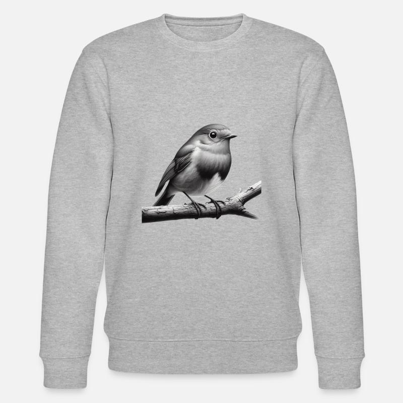 Rotkehlchen auf Ast - Stanley/Stella Unisex Bio-Sweatshirt CHANGER  - Grau meliert