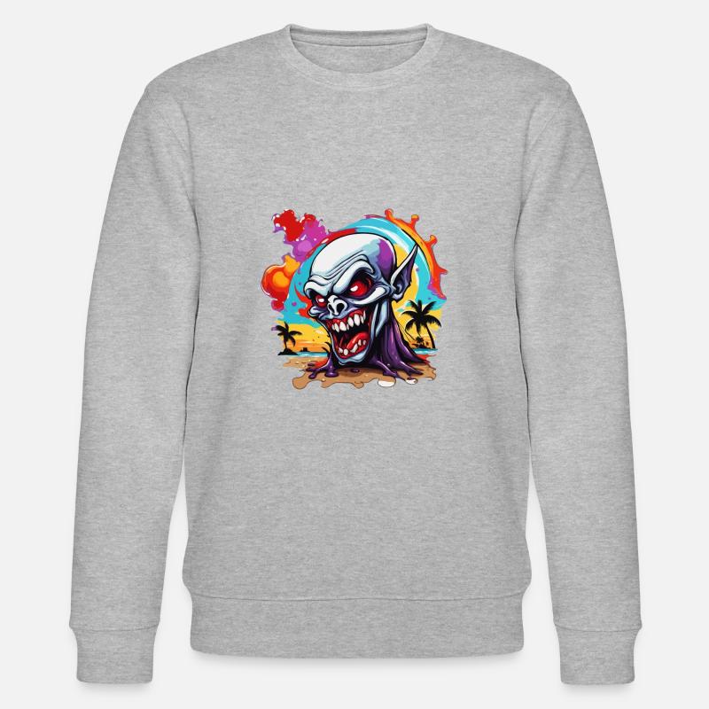 Vampir / Dracula / Blutsauger / Halloween / Mythos - Stanley/Stella Unisex Bio-Sweatshirt CHANGER  - Grau meliert