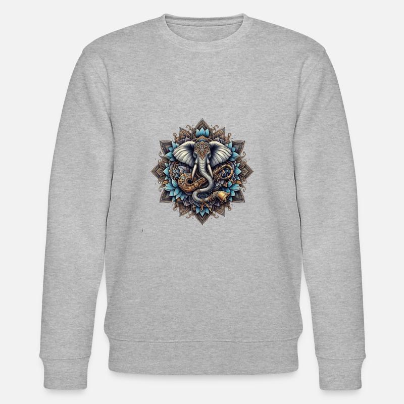 Mandala mit Elefanten - Stanley/Stella Unisex Bio-Sweatshirt CHANGER  - Grau meliert