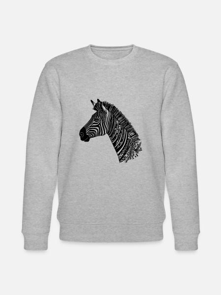 Zebra Head Tattoo Style Lines - Stanley/Stella CHANGER Unisex Organic Sweatshirt - heather grey