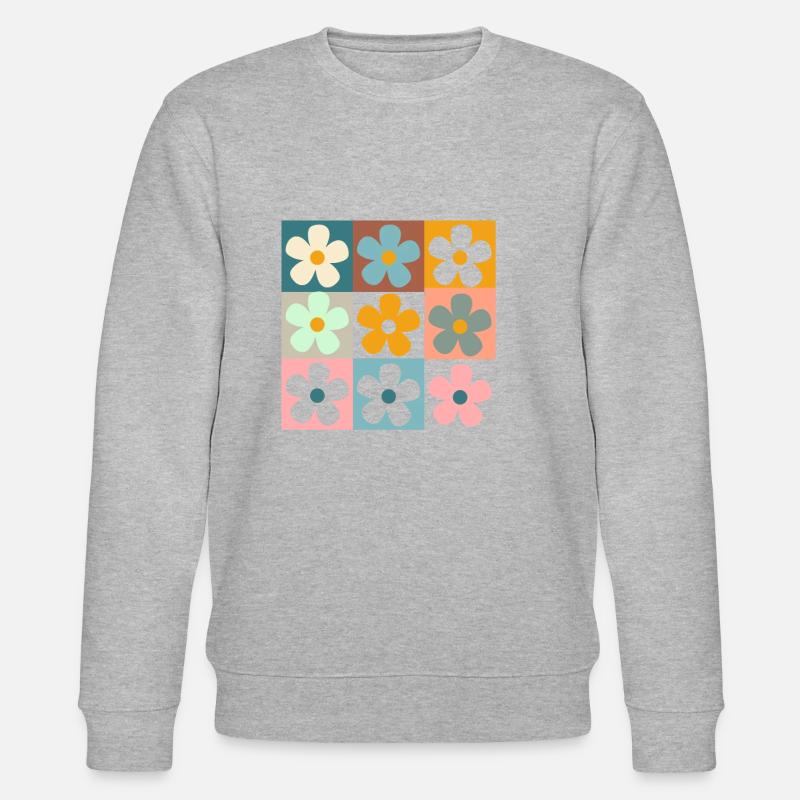 Retro Gänseblümchen Blumen - Stanley/Stella Unisex Bio-Sweatshirt CHANGER  - Grau meliert