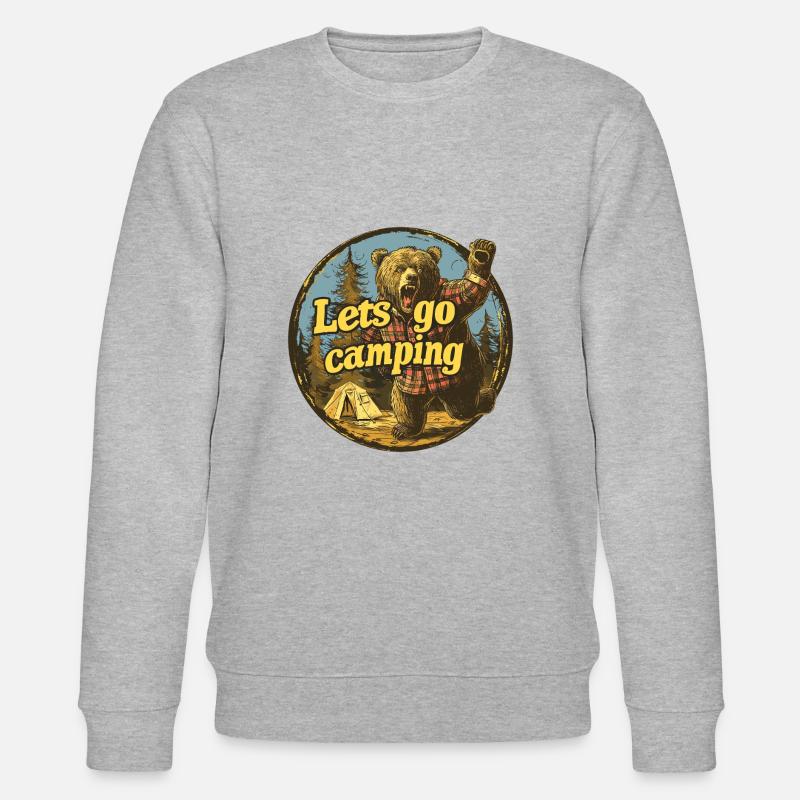 Lets Go Camping Bär - Stanley/Stella Unisex Bio-Sweatshirt CHANGER  - Grau meliert