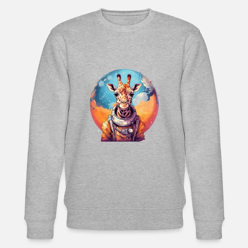 Weltraum Giraffe - Stanley/Stella Unisex Bio-Sweatshirt CHANGER  - Grau meliert