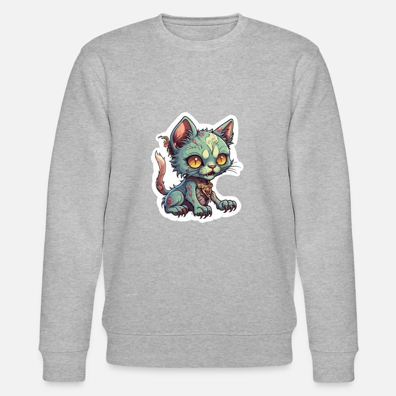 Zombie Katze Illustration - Stanley/Stella Unisex Bio-Sweatshirt CHANGER - Grau meliert