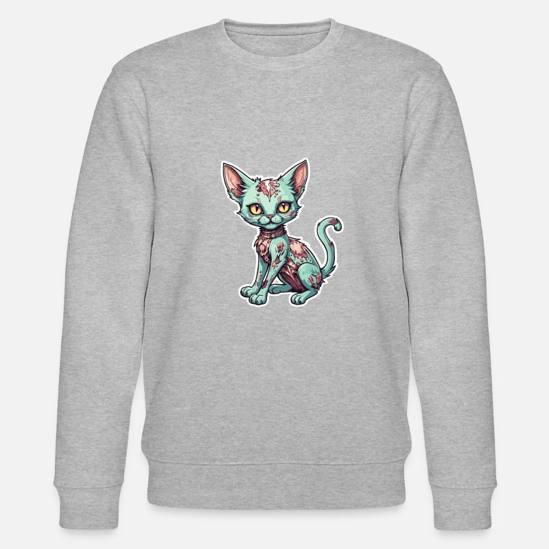 Zombie Katze Illustration - Stanley/Stella Unisex Bio-Sweatshirt CHANGER  - Grau meliert