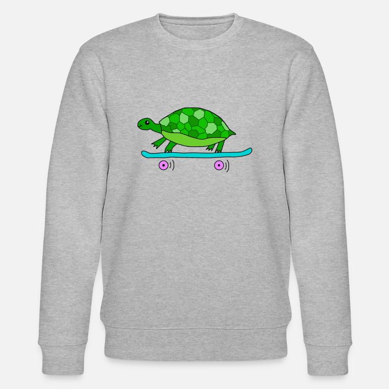 Schildkröte fährt Skateboard - Stanley/Stella Unisex Bio-Sweatshirt CHANGER  - Grau meliert