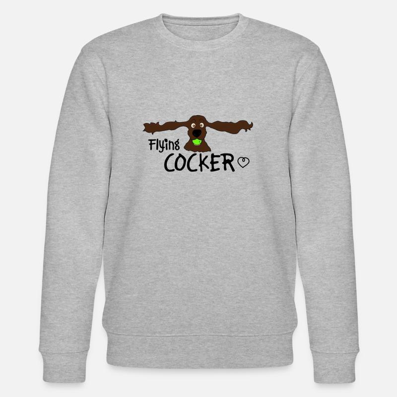 Cocker Spaniel Cute Flying Cocker - Stanley/Stella CHANGER Unisex Organic Sweatshirt - heather grey