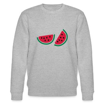 Halb watermelon_fruits - Stanley/Stella Unisex Bio-Sweatshirt CHANGER  - Grau meliert - Vorne - Nik (191cm) & Marisol (170cm)