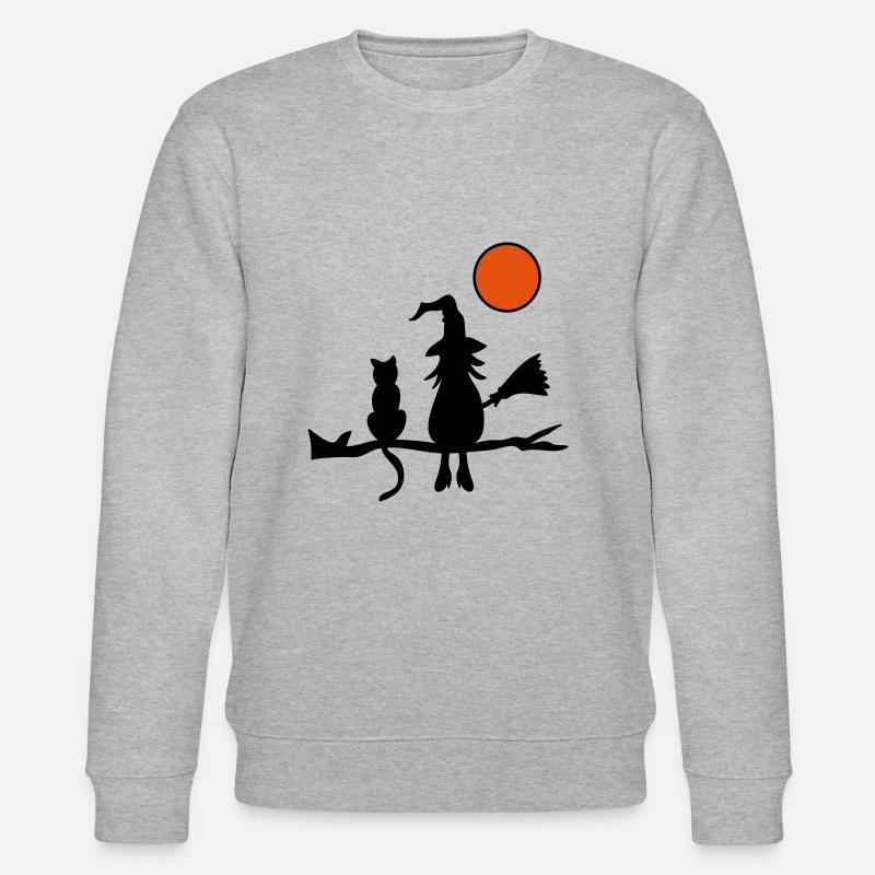 Hexe mit Katze - Stanley/Stella Unisex Bio-Sweatshirt CHANGER  - Grau meliert