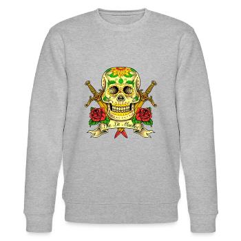 Schädel des Tages der Toten - Stanley/Stella Unisex Bio-Sweatshirt CHANGER  - Grau meliert - Vorne - Nik (191cm) & Marisol (170cm)